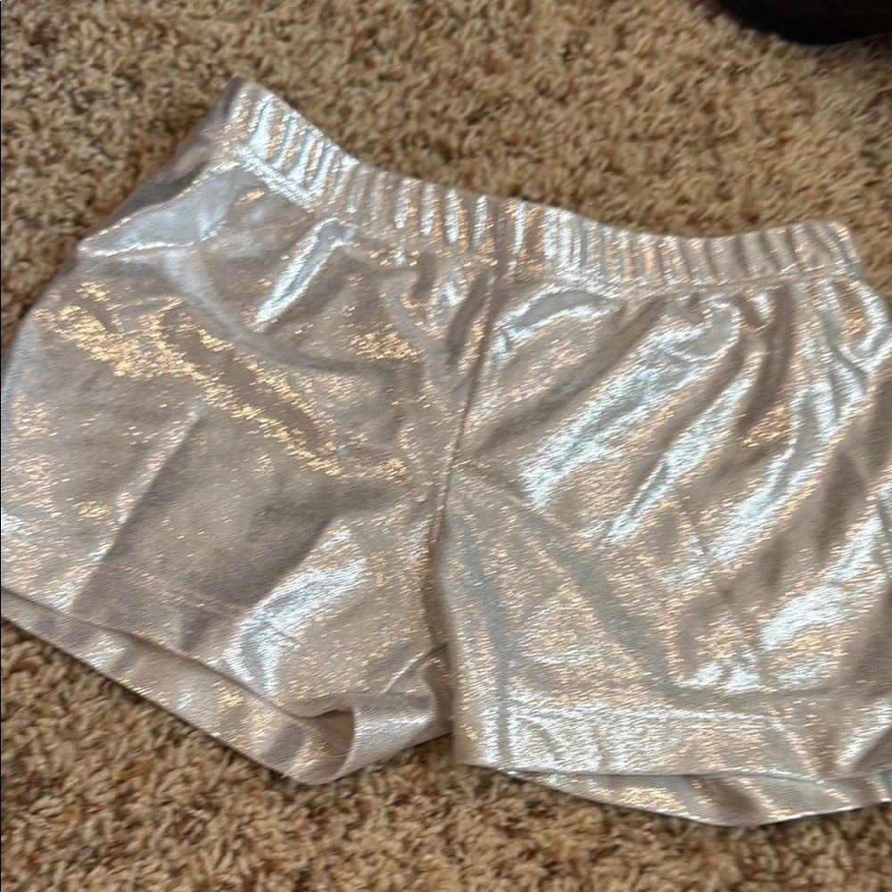 Reflections Booty Shorts Little Girl dance size 10 Silver Metallic excellent